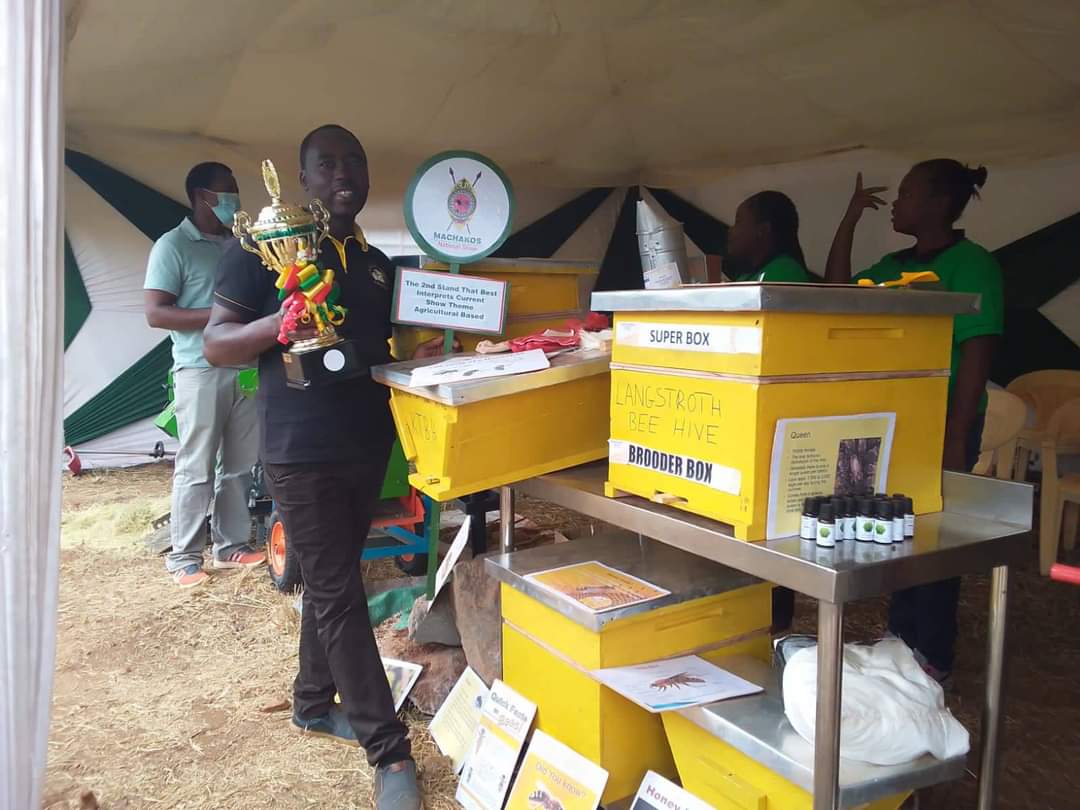 Sanchez Bee Keepers award winning stand at the Machakos National Show with Langstroth hives